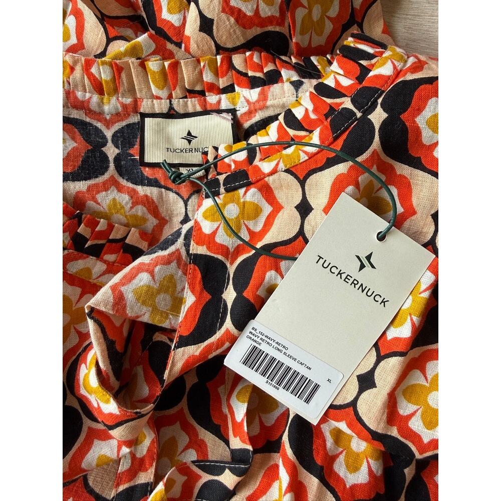 tuckernuck honeycomb bloom marisol tie-waist caftan maxi dress women x-large xl - Picture 7 of 9